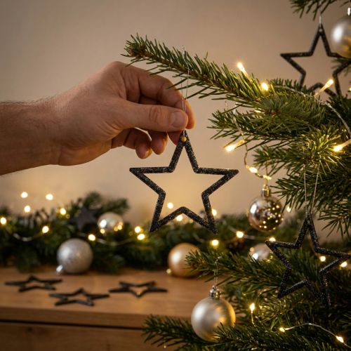 Glittering Black Christmas Stars 4.5cm Table Decoration Festive Decorative Stars 120 Pieces | Floristik24.co.uk
