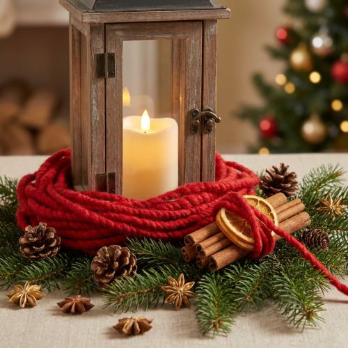 Wool Cord Red Felt Cord Wick Thread Fleece L7m Set 2Pcs | Floristik24.co.uk