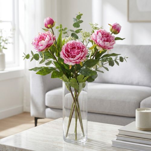 Peonies Long-stemmed artificial flowers pink 70cm 3pcs | Floristik24.co.uk