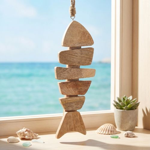 Wooden Fish for Hanging Maritime Jute Natural 27cmx2cmx10cm | Floristik24.co.uk