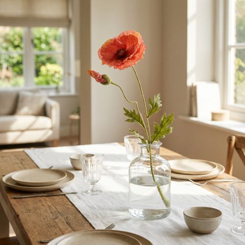 Poppy Artificial Artificial Flower in Orange Ø13cm 84cm | Floristik24.co.uk