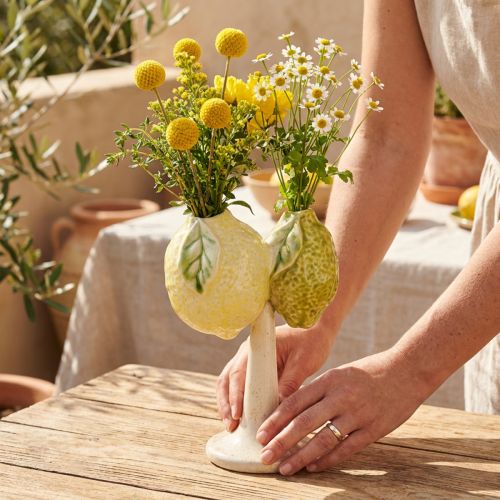 Ceramic decoration lemon vase Mediterranean table decoration H22cm | Floristik24.co.uk