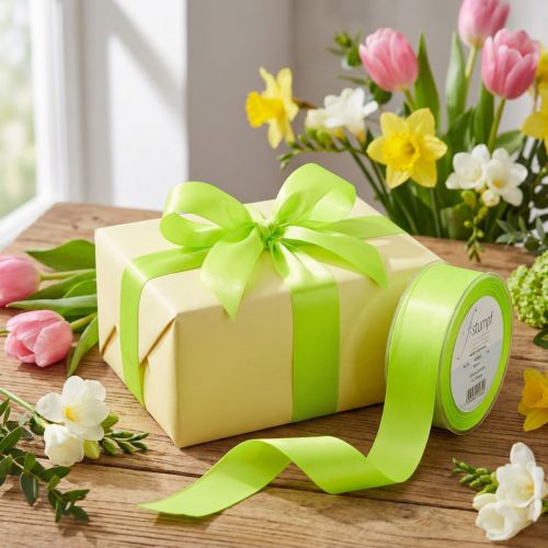 Gift ribbon decorative ribbon selvedge lime green 40mm 50m | Floristik24.co.uk