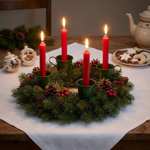 Taper candle holder cup candle holder dark green H6cm 6pcs | Floristik24.co.uk
