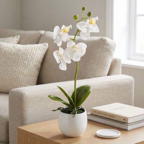White orchid artificial flowers in pot Phalaenopsis H33cm | Floristik24.co.uk