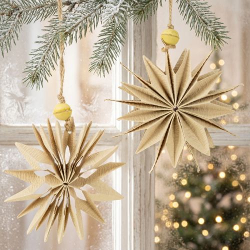 Paper stars with jute twine for festive decoration | Floristik24.co.uk