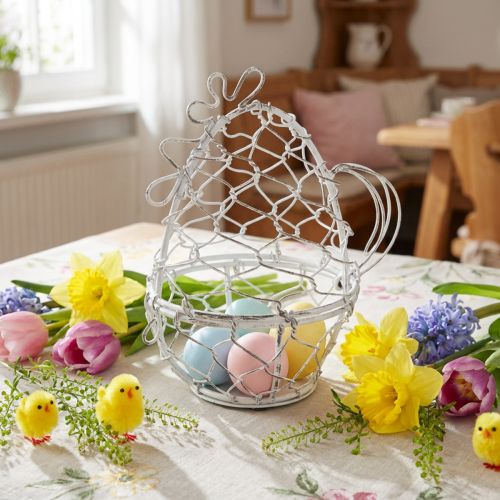 Wire basket in the shape of a chicken for Easter eggs. Charming addition to Easter decorations. 14cm | Floristik24.co.uk