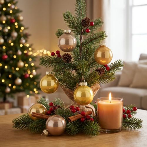 Product Mini Glass Christmas Baubles Set 3cm, Copper, Orange & Gold, 22 Pieces