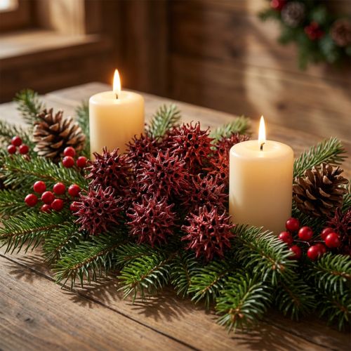 Sweetgum cones red frosted 250g | Floristik24.co.uk