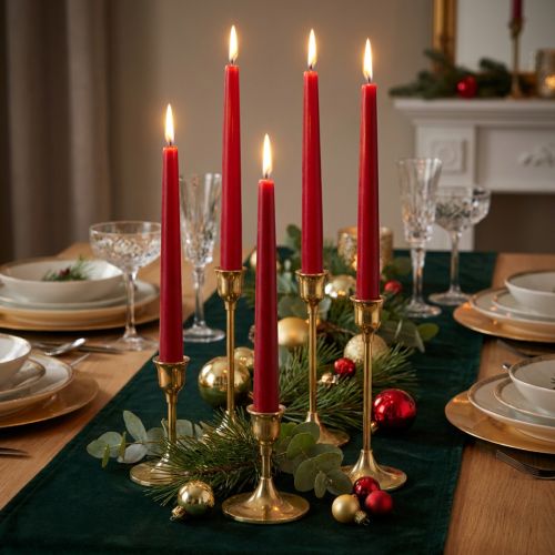 Ruby Red Tapered Candles 250mm x 23mm, Pack of 12 | Floristik24.co.uk