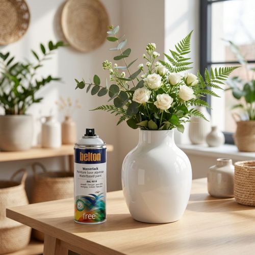 Belton free water-based paint white high gloss spray pure white 400ml | Floristik24.co.uk