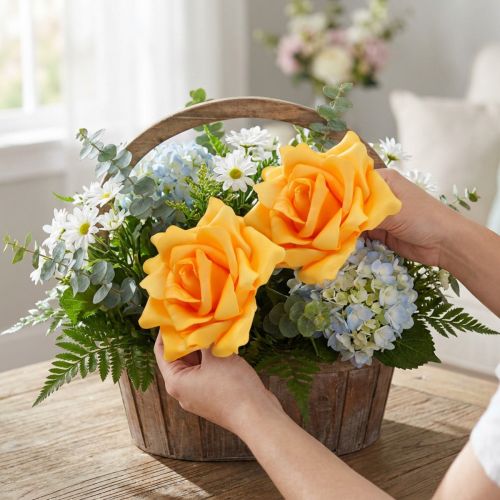 Foam Rose Ø15cm Yellow 4 pcs | Floristik24.co.uk