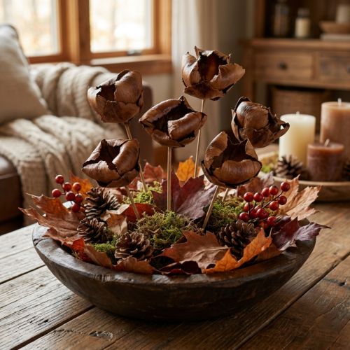 Natural Blossom, Palm Cup on a Stem Natural 25 pcs | Floristik24.co.uk