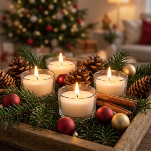 Tealights cinnamon scent, Christmas candle, scented tealight, candle decoration Ø25cm H40cm white 18 pcs | Floristik24.co.uk