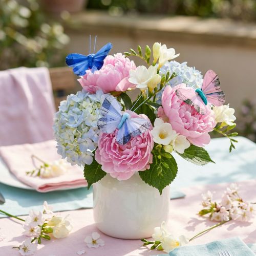 Decorative butterflies feather butterfly pink, blue 6cm 24 pcs | Floristik24.co.uk