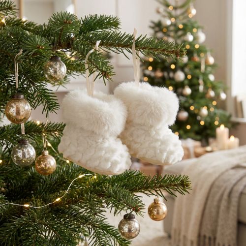 Boots with fur booties Christmas tree decoration white 7cm 2pcs | Floristik24.co.uk