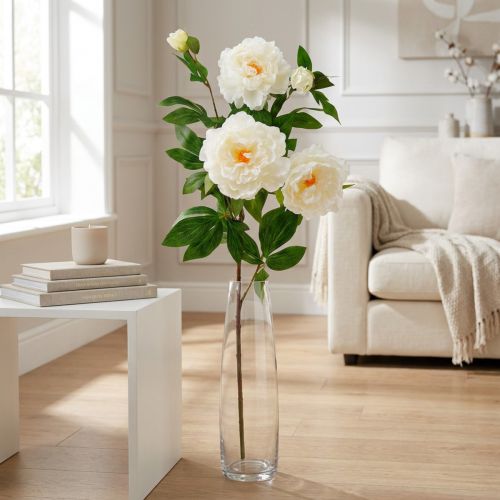 Silk flower peony artificial cream white 135cm | Floristik24.co.uk