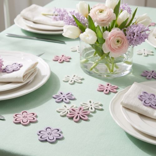 Wooden flowers scatter decoration flowers purple/pink/white Ø3.5cm 48 pcs | Floristik24.co.uk
