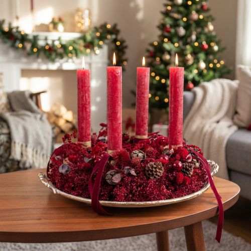 Decorative wreath, dried flowers, Bordeaux Lepidium, wall decoration, elegant, natural, Ø33cm | Floristik24.co.uk