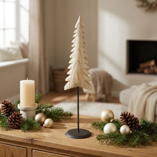 Product Wooden Christmas Tree Centrepiece Wood Natural H41cm