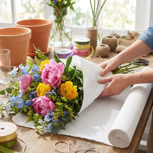 Florist crepe paper, white, 50 x 250 cm, 5 pieces | Floristik24.co.uk