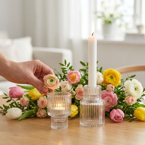 Glass candle holder tealight holder Ø5cm H8cm 4 pcs | Floristik24.co.uk