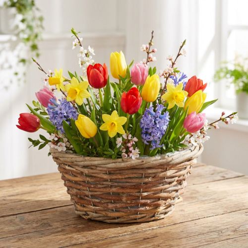 Basket planter decorative bowl Ø24cm light brown made of natural materials for flowers decoration gift | Floristik24.co.uk