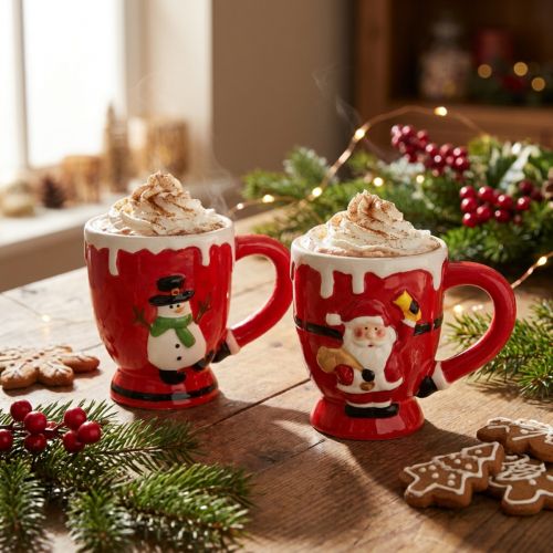 Christmas mug Santa Claus ceramic 10.5cm 2pcs | Floristik24.co.uk