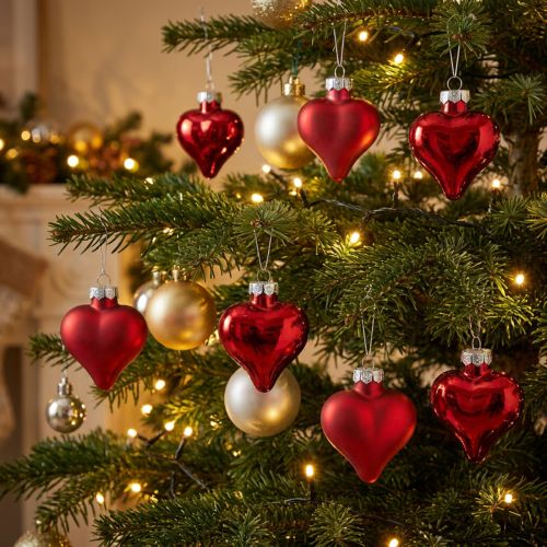 Christmas tree decorations hearts red 3cm 22 pcs | Floristik24.co.uk