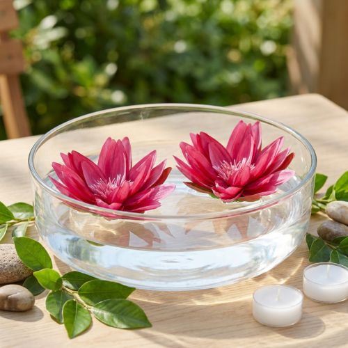 Floating water lily artificial table decoration fuchsia Ø15cm 2pcs | Floristik24.co.uk