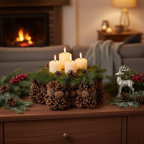 Natural Pinecone Star-Shaped Planter 30cm | Floristik24.co.uk