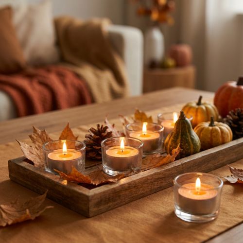 Product Scented candles orange, tea lights scent, room scent candle Ø3.5cm H1.5cm 18 pieces