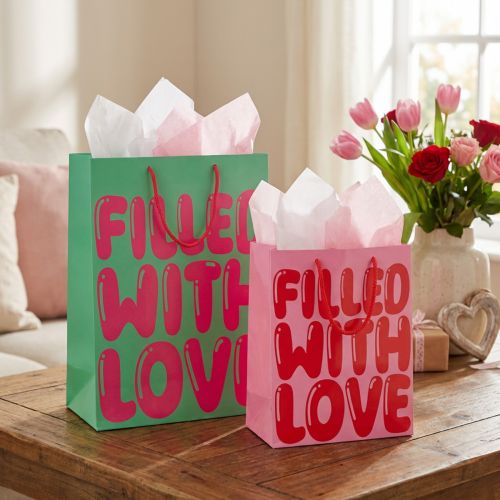Product Gift bag with handles “Filled with Love” H36/23cm set of 2