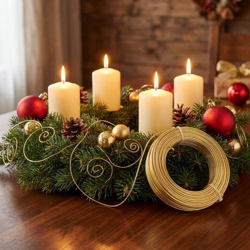 Flexible gold aluminum wire 2mm - Craft wire for DIY, jewelry & decoration - Robust & dimensionally stable 500g 60m | Floristik24.co.uk