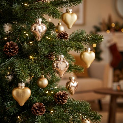 Christmas decorations, Christmas tree ornaments, golden hearts, 3cm, 24 pieces | Floristik24.co.uk