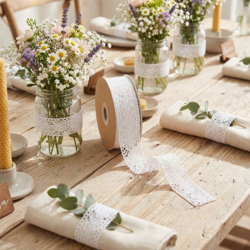 Product Cotton Lace Ribbon for Creative Decoration 18mm x 10m White