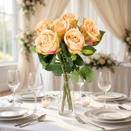 Artificial rose bouquet with realistic look, long-lasting, for wedding decoration, 44cm, 6 pieces | Floristik24.co.uk