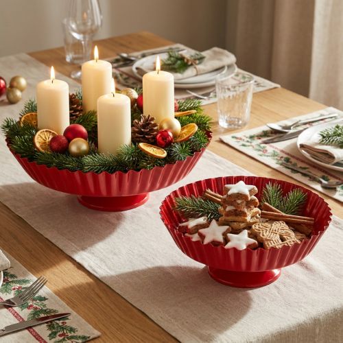 Metal plate retro decorative plate with base red metal Ø24cm 2pcs | Floristik24.co.uk