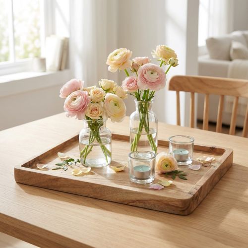 Product Acacia Wood Rectangular Tray 30×25 cm for Home Decoration