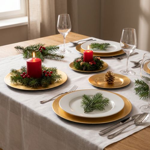 Small Round Decorative Plate Gold Metal 17cm Set of 6 | Floristik24.co.uk