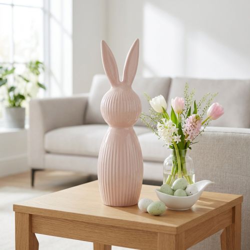 Decorative ceramic rabbit figurine for modern interior design, 22cm | Floristik24.co.uk