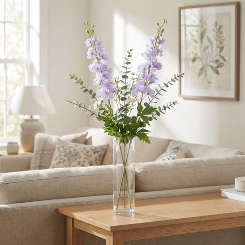 Artificial Flowers Delphinium Light Purple on Stem 90cm 2pcs | Floristik24.co.uk