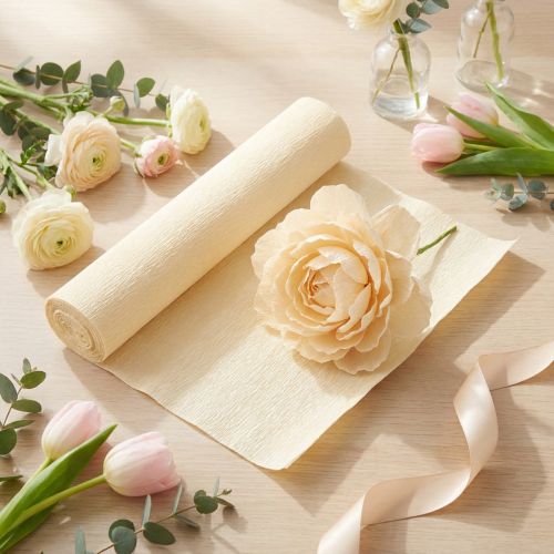Florist crepe paper, champagne color, 50 x 250 cm, 5 pieces | Floristik24.co.uk