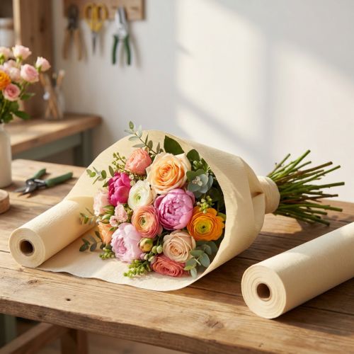 Flower crepe champagne cream W10cm L250cm 2pcs | Floristik24.co.uk
