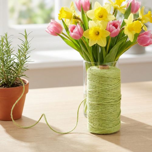 Product Jute ribbon light green jute cord ribbon jute green Ø3mm 200m