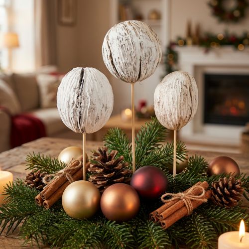 Mintolla Ball on Stick Mix whitewashed 6 pcs | Floristik24.co.uk