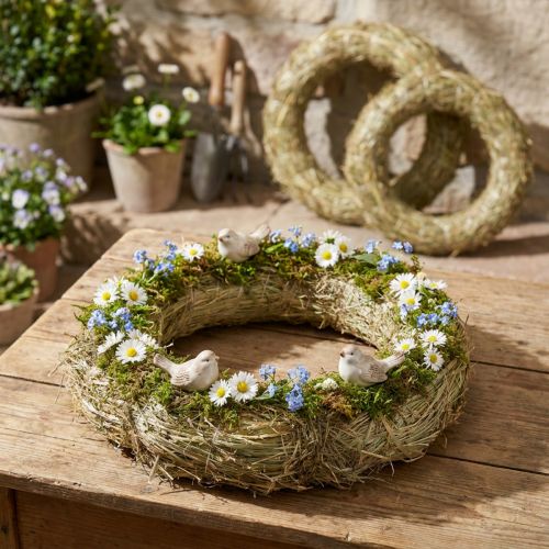 Hay wreaths, table decoration, natural material, Ø 31-32cm, set of 5 | Floristik24.co.uk