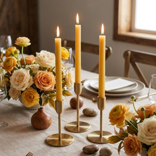 Solid colored taper candles,