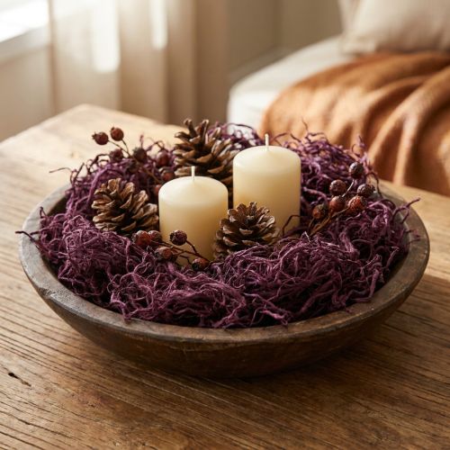 Mulberry cotton wool in aubergine, natural decorative material, flexible & versatile, 150g | Floristik24.co.uk