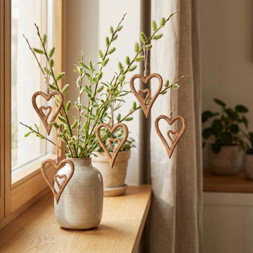 Wooden Heart Natural Wooden Hearts for Hanging 8×11cm 4 pcs | Floristik24.co.uk